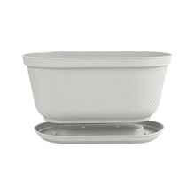 Matera Ovalada Rafia 40 Cm con Plato Gris Hielo