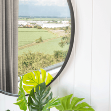 Espejo Circular Lisboa, Negro, con Marco En Estructura Metálica