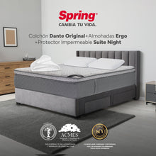 Colchón Spring Dante Original Queen 160X190 Cm+ Set Almohadas Ergo + Protector