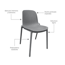 Silla Plástica Vera Gris Oscuro, Gris Oscuro