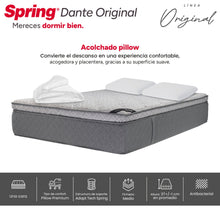 Colchón Spring Dante Original Doble 140X190 Cm + Set Almohadas Ergo + Protector