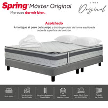 Combo Colchon Spring Master Original-140X190+Sommier  Italy Gris +Set X 2 Almohadas Siliconadas + Protector