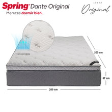 Colchón Spring Dante Original King 200X200 Cm  + Set Almohadas Ergo + Protector
