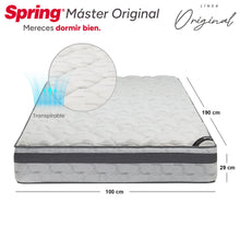 Combo Colchon Spring Master Original-100X190+Sommier  Italy Gris +Set X 2 Almohadas Siliconadas + Protector