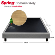 Combo Colchon Spring Master Original-120X190+Sommier  Italy Gris +Set X 2 Almohadas Siliconadas + Protector