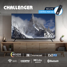 Televisor 55 Pulgadas Android TV Challenger, Color Negro