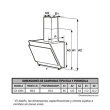 Campana Peninsula En Cristal Negro 90 Cm 3 Velocidades