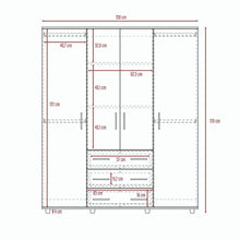 Closet Fontana, Wengue, con Cuatro Tubos Para Colgar Ropa y Zapatero En La Parte Inferior