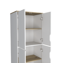 Alacena Aqua, Blanco y Café Claro, con Cuatro Puertas Abatibles