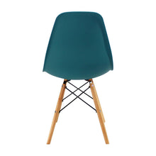Kit por 4 sillas Eames Patas En Madera para comedor, sala, restaurante - Azul Petroleo