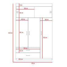 Closet Guadalupe, Wengue, con Tres Puertas Abatibles y Dos Puertas Superiores Deslizables