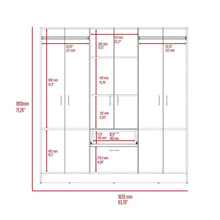 Closet Adira, Wengue y Blanco, con Dos Tubos Cromados y Seis Puertas Batientes ZF
