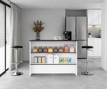 Barra de Cocina Diamante, Kronos Blanco y Kronos Wengue, Con Entrepaños ZF