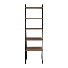 Biblioteca Escalera Sory, Nogal, con Variedad de Espacios Para Libros y Artículos Decorativos