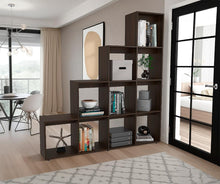 Biblioteca Escalera Ascher, Nogal Europeo, con Variedad de Espacios Para Libros y Artículos Decorativos