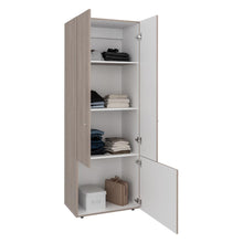 Closet Beico II, Bardolino y Blanco Duqueza, con tres Puertas Abatibles y cuatro entrepaños