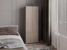 Closet Beico II, Bardolino y Blanco Duqueza, con tres Puertas Abatibles y cuatro entrepaños