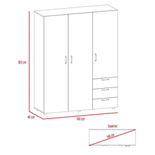 Closet Tini, Nogal y Blanco, con Tres Cajones Organizadores y Variedad de Entrepaños