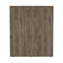 Closet Bariloche Bombay Eco, Nogal y Blanco, con Variedad de Entrepaños y Cuatro Puertas Abatibles