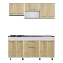 Cocina Integral 180 Wester, Café Claro y Blanco, Incluye Mesón Derecho en Acero