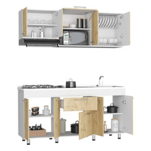 Cocina Integral 180 Wester, Café Claro y Blanco, Incluye Mesón Derecho en Acero