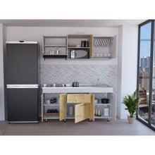 Cocina Integral 180 Wester, Café Claro y Blanco, Incluye Mesón Derecho en Acero