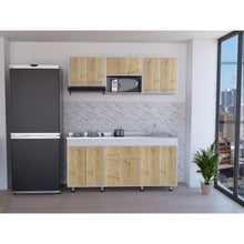 Cocina Integral 180 Wester, Café Claro y Blanco, Incluye Mesón Derecho en Acero