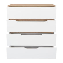Organizador Coralyn, Blanco y Café Claro, Con Cuatro Amplios Cajones Deslizables Para Guardar Objetos Personales