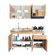 Cocina Integral Ameralto, Fresno Europeo y Blanco, Incluye Mesón Izquierdo