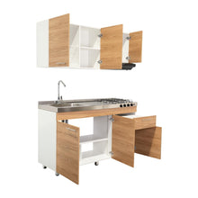 Cocina Integral Ameralto, Fresno Europeo y Blanco, Incluye Mesón Izquierdo