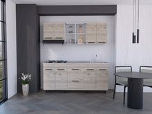 Cocina Integral 180 Kong, Blanco Duqueza y Humo, Incluye Mesón Derecho