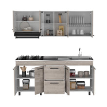 Cocina Integral 180 Kong, Blanco Duqueza y Humo, Incluye Mesón Derecho