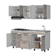 Cocina Integral 180 Kong, Blanco Duqueza y Humo, Incluye Mesón Derecho