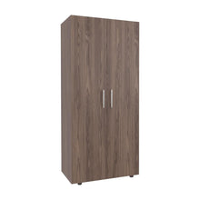 Closet Tera, Chocolate y Blanco Duqueza, Dos Puertas Abatibles y Dos Tubos Cromados