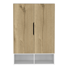 Closet Suey, Café Claro y Blanco, con Dos Puertas y Tubo Metalico Para Colgar Ropa ZF