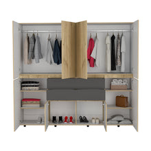 Closet Siruela 220, Café Claro y Blanco, con Cuatro Cajones, Ocho Puertas y Gran Capacidad de Almacenamiento