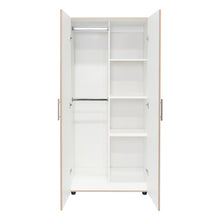 Closet Tera, Café claro y Blanco Vainilla, Dos Puertas Abatibles y Dos Tubos Cromados