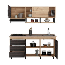 Cocina Integral 180 Larry, Café Claro y Grafito, Incluye Mesón Derecho  ZF