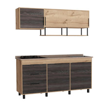 Cocina Integral 180 Larry, Café Claro y Grafito, Incluye Mesón Derecho  ZF