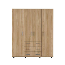 Closet Fontana, Fresno Europeo y Blanco, con Cuatro Tubos Para Colgar Ropa y Zapatero En La Parte Inferior