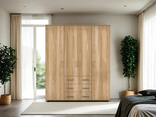 Closet Fontana, Fresno Europeo y Blanco, con Cuatro Tubos Para Colgar Ropa y Zapatero En La Parte Inferior