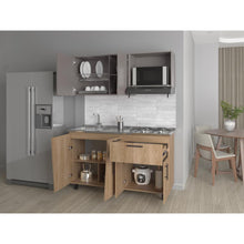 Cocina Integral Emilia, Fresno Europeo y Taupe, Incluye Mesón izquierdo