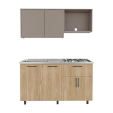 Cocina Integral Emilia, Fresno Europeo y Taupe, Incluye Mesón izquierdo