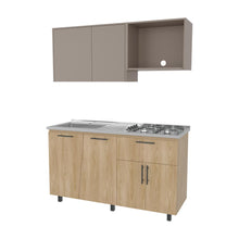 Cocina Integral Emilia, Fresno Europeo y Taupe, Incluye Mesón izquierdo