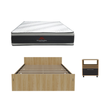 Combo para Habitación Pikman, Incluye Cama Doble - Colchón y Mesa de Noche