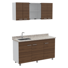 Cocina Integral Eris, Moreno y Blanco, Incluye Mesón Izquierdo Laminado y Lavaplatos