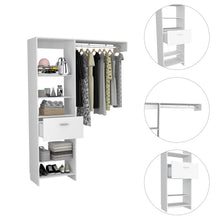 Closet Delhi 150, Blanco Duqueza, con tres entrepaños y un tubo para colgar ropa ZF