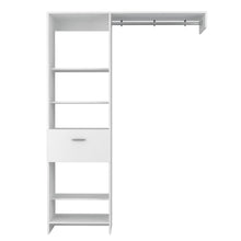 Closet Delhi 150, Blanco Duqueza, con tres entrepaños y un tubo para colgar ropa ZF