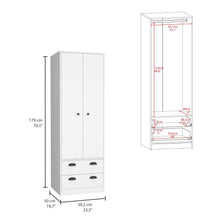 Closet Agata, Blanco Duqueza, con dos cajones y tubo cromado ZF