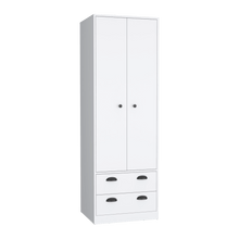 Closet Agata, Blanco Duqueza, con dos cajones y tubo cromado ZF